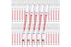 Ireer 60 Pcs Multi Purpose Deep Hole Marker Pens Long Nosed Marker Deep Drill Hole Long Nib Scriber Waterproof Mechanical Carpentry Colorful Marker Pen for Woodworking Hardware Decoration Construction