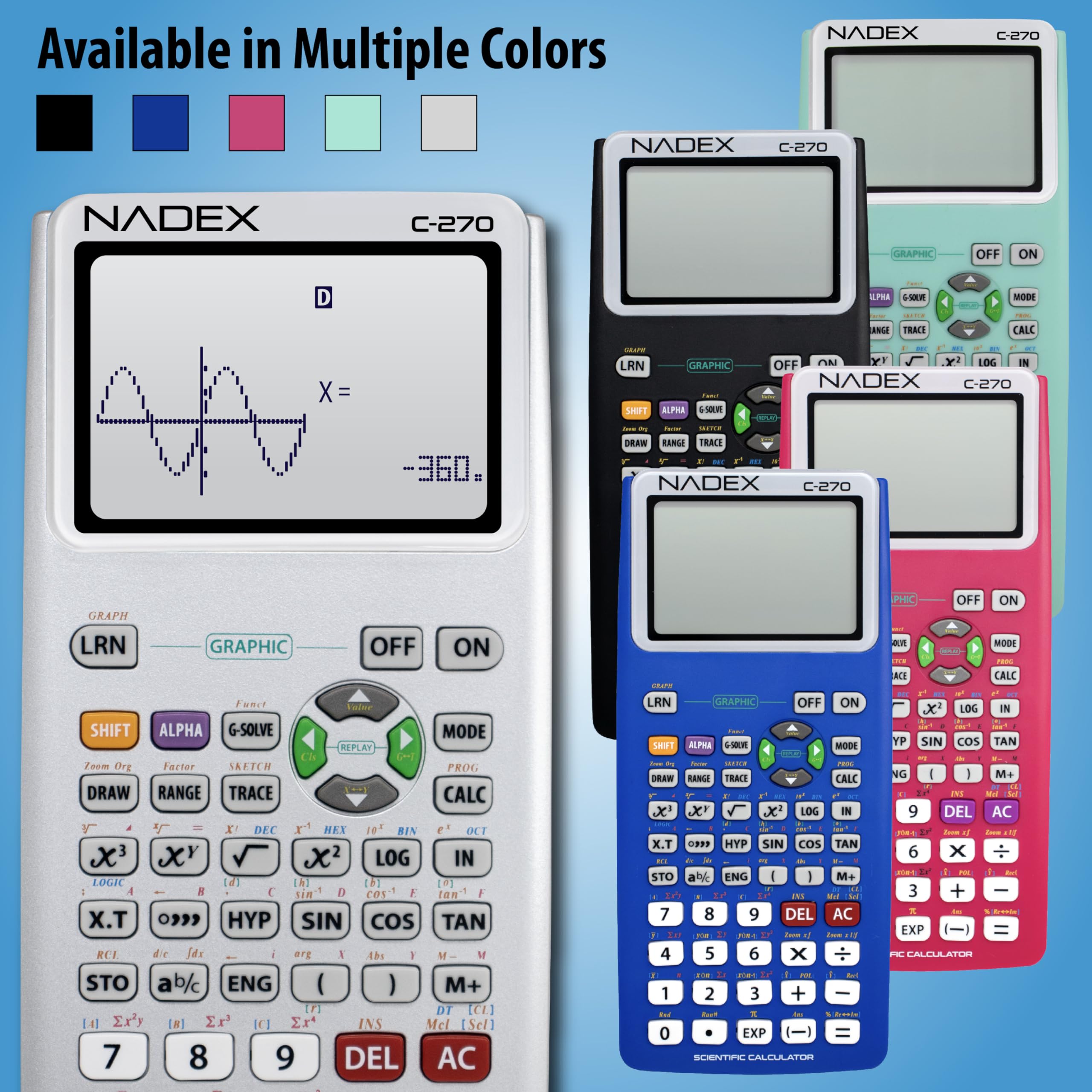 Scientific Calculator with Graph Functions for College and High School Students, Engineering, Advanced Mathematics, Calculus, Algebra, Geometery, Trigonometry, Statistics, Physics, Chemistry - Silver
