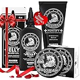 Bossman Essentials Beard Kit for Men, Set of 3 - Beard Oil Jelly, Fortifying Conditioner Cream, Beard Balm - Grooming Growth Care Accessories - Gift Set for Men (Naked - Unscented)