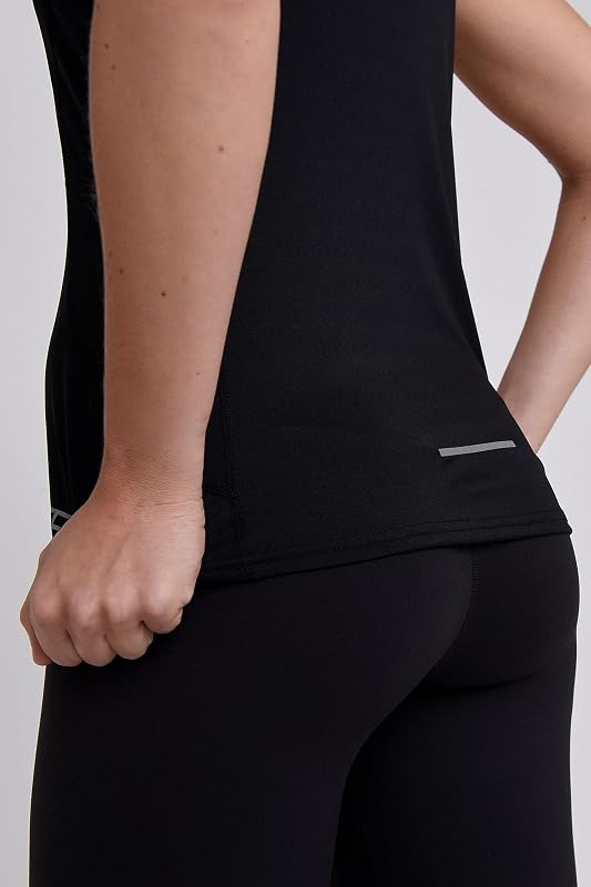 Atomic T-Shirt Quickdry Manches Courtes Tee-Shirt Sport Running & Fitness pour Femme - Noir, S