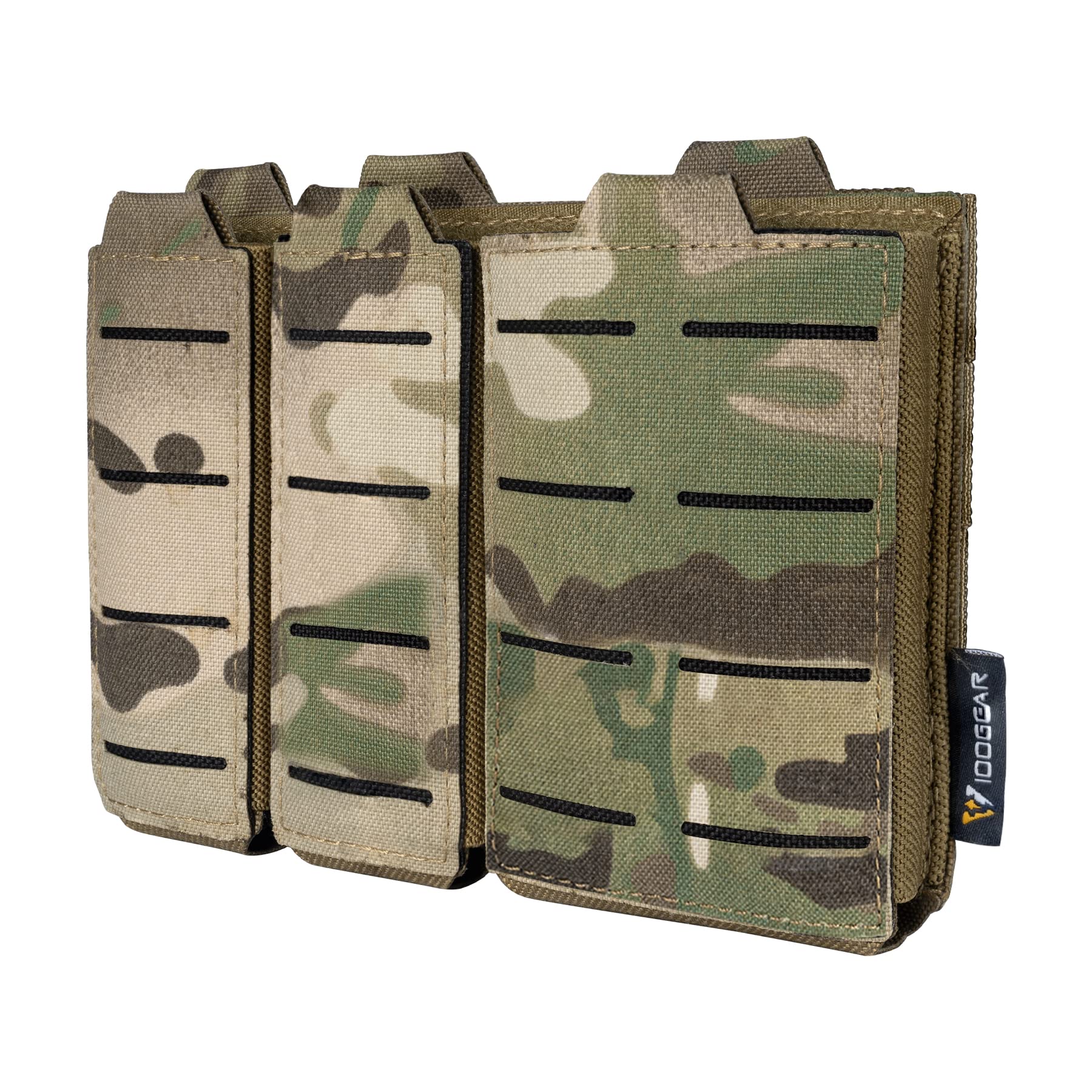 IDOGEAR Tactical 5.56mm Rifle Mag Pouch and Double 9mm Pistol Magazine Pouch Set with Open Top Quick Release MOLLE Pouches (Multi-camo)