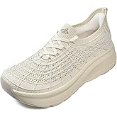 JACKSHIBO Wide Toe Box Shoes Women Slip on Sneakers Slip in Arch Support Plantar Fasciitis Orthopedic for Walking Tennis Athletic Cushion Thick Sole Zero Drop Hands Free Shoes with Metatarsal Pads