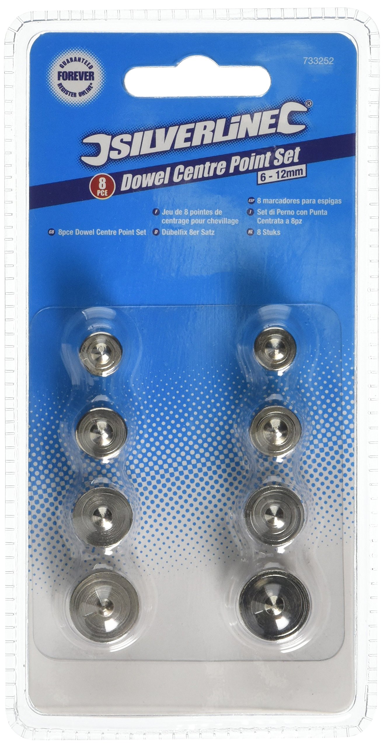 Silverline 733252 Dowel Centre Point Set 8pce 6 - 12 mm
