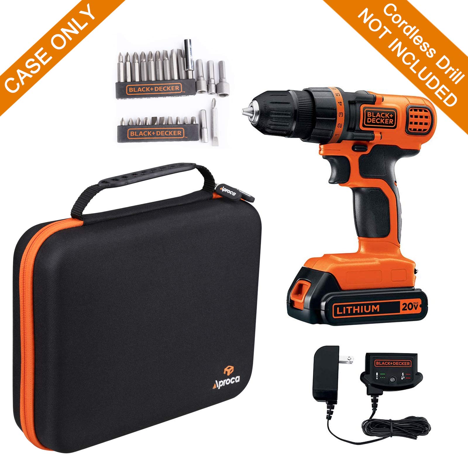 Aproca Hard Travel Storage Carrying Protective Case for BLACK+DECKER 20V MAX Cordless Drill/Driver