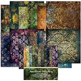 Aesthetic Scrapbook Paper Pad Vintage Patterned Paper 6&times;6,24 Sheets Single-Sided Boho Scrapbooking CardStock Papers Pad for Holiday Cardmaking DIY Origami Journaling.