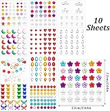 Leikedun 10 Sheets Face Gems Glitter Festival Self-Adhesive Rhinestones Eye view 2