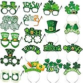 Kajaia 18 Pcs St. Patrick's Day Party Favors St. Patrick's Day Glasses Headbands Irish Headbands Shamrock Eyewear Shamrock Costume Accessories Photo Props for Adults(Shamrocks)