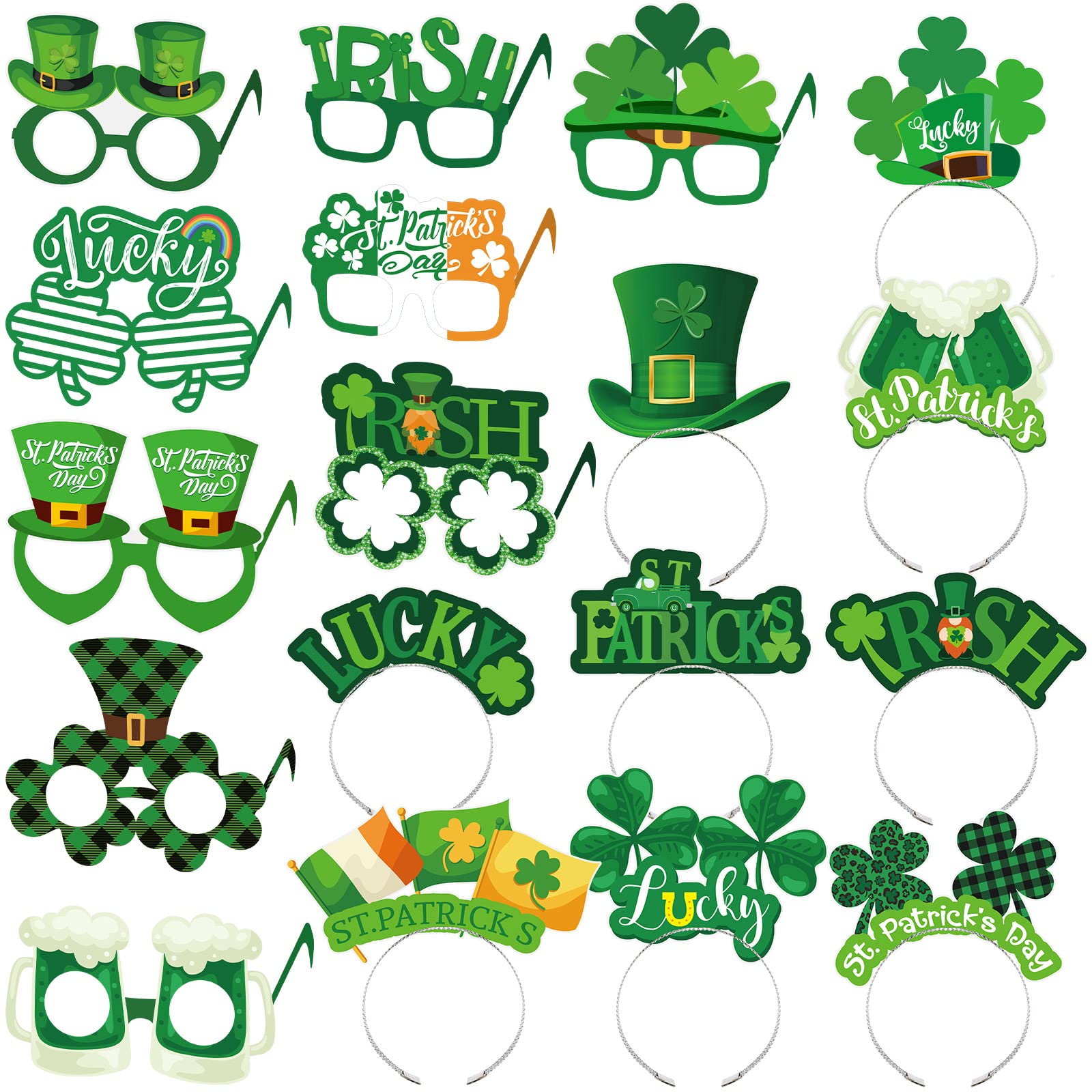 View 1 of ***MISSING PARTS***
Kajaia 18 Pcs St. Patrick's Day Party Favors St. Patrick's Day Glasses Headbands Irish Headbands Shamrock Eyewear Shamrock Costume Accessories Photo Props for Adults(Shamrocks)