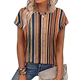 Alaroo Womens Summer Tops Short Sleeve Shirts Crew Neck Cute Trendy Tunic Blouses (S-3XL)