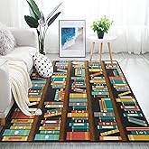 ALAZA Vintage Library Bookshelf Bookworm Area Rug Rugs for Living Room Bedroom 4'10