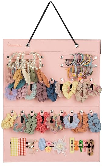Amazon.com: Soporte para corbatas de pelo para niñas, soporte para coleteros, estuche para colgar accesorios para el pelo, para sujetar corbatas, coleteros para el cabello, clips para organizador de cabello: Beauty