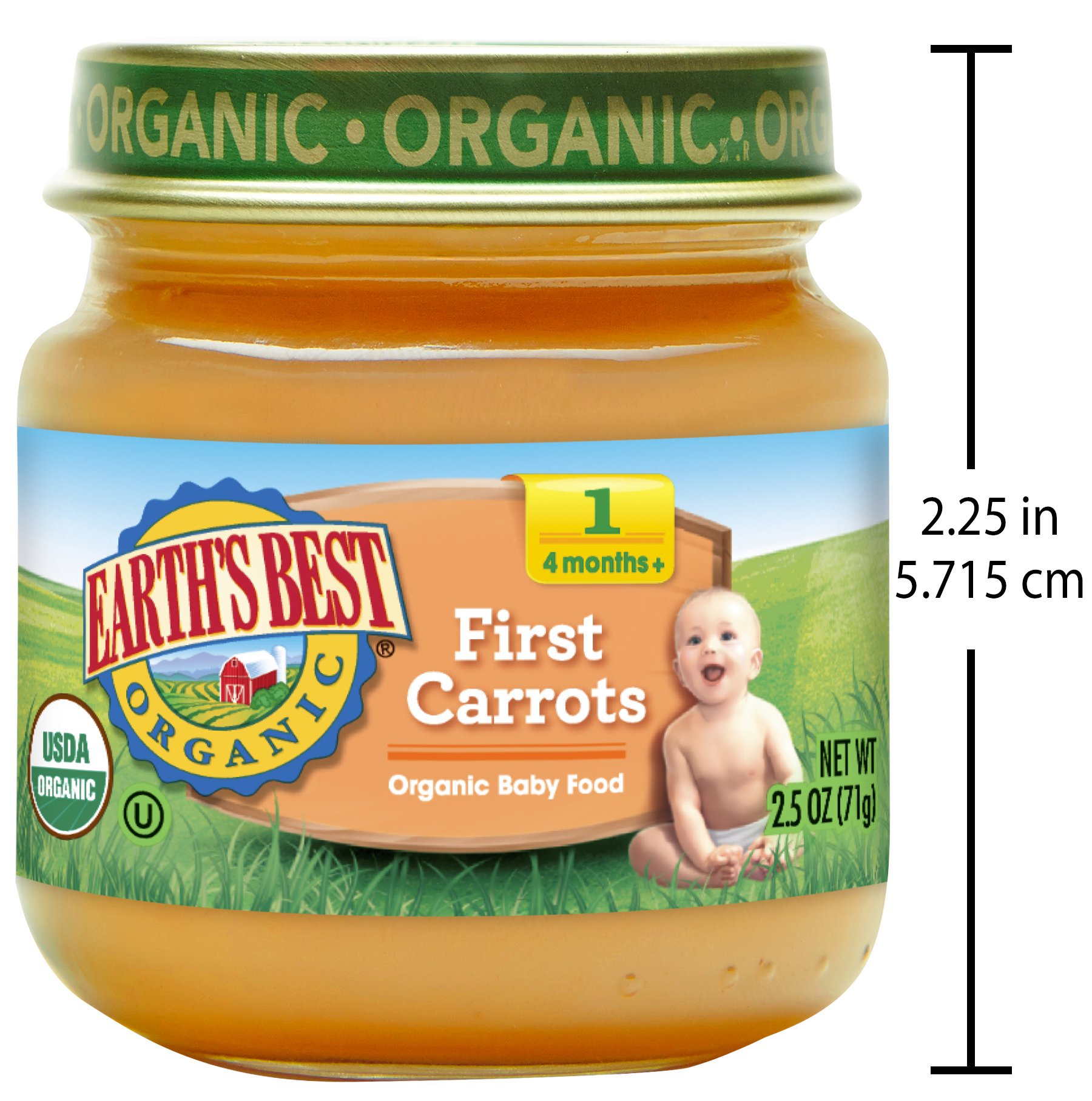 Earth's Best Organic Stage 1 Baby Food, Carrots, 2.5 Ounce Jars, Pack