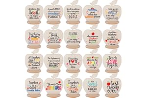Otuuz 20 Sets Teacher Appreciation Decorations Teacher Apple Gifts Bulk DIY Standing Apple Ornament Thank You Gifts for Teacher Appreciation Week Teacher's Day (Natural Color)
