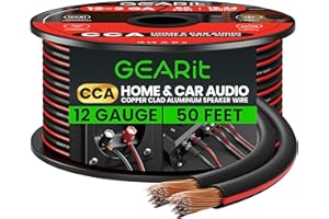 12AWG Speaker Wire, GearIT Pro Series 12 AWG Gauge Speaker Wire Cable (50 Feet / 15.24 Meters) Great Use for Home Theater Spe
