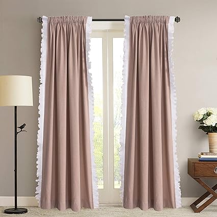 Amazon Com Roslynwood Beige Ruffled Curtains Romantic For