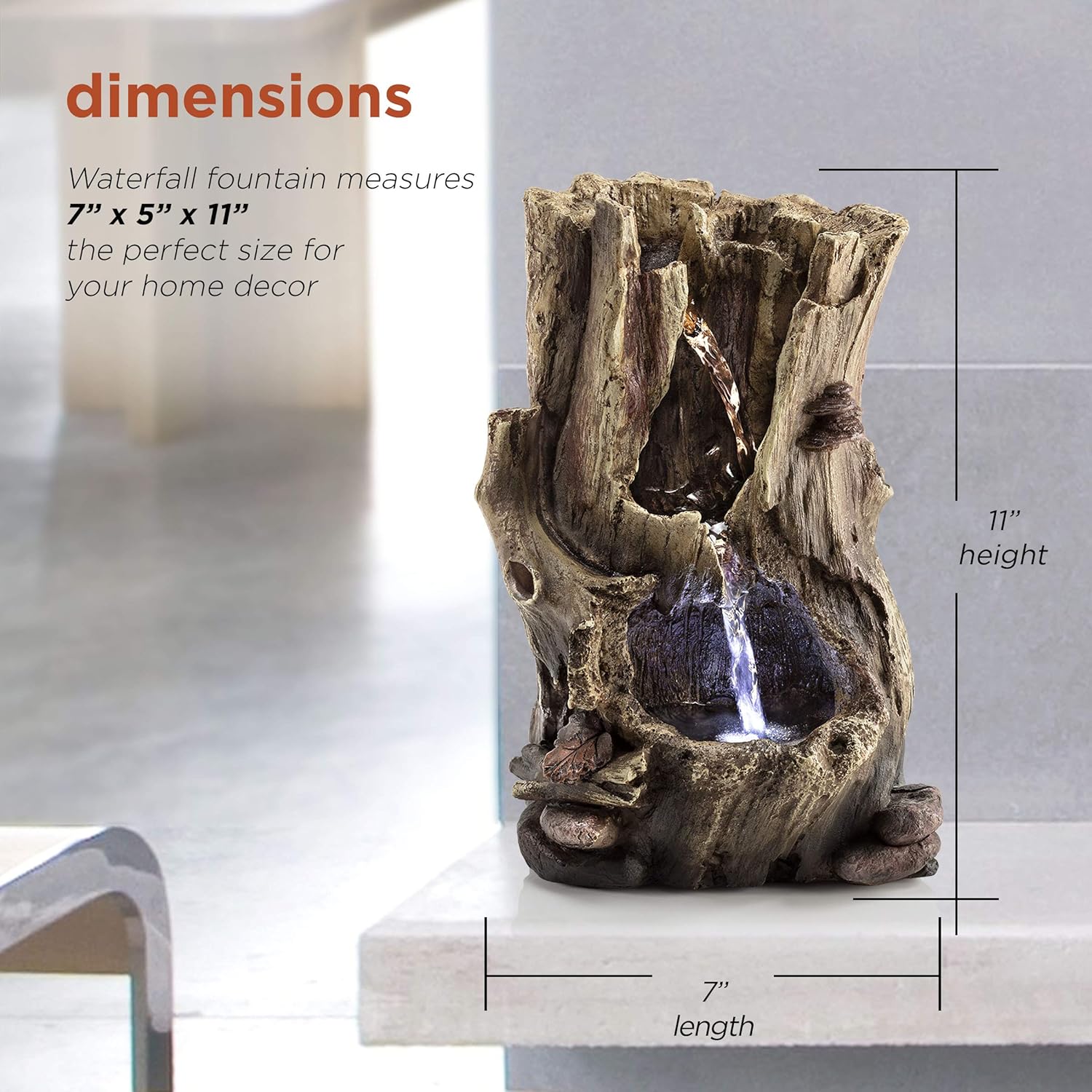 Alpine Corporation 11" Tall Indoor Rainforest Tabletop Fountain with LED Lights : Tabletop Fountains : Garden & Outdoor