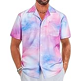 ELETOP Men's Hawaiian Shirt Tropical Beach Shirts Short Sleeve Aloha Floral Vacation Button Down Shirts