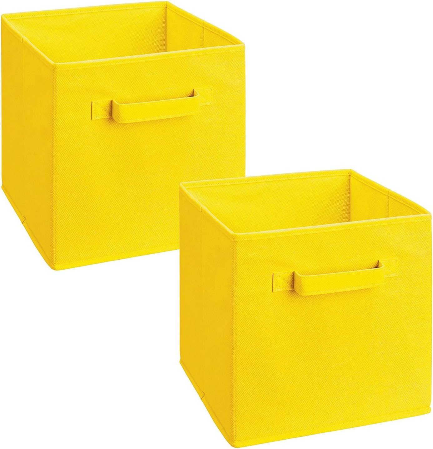 Interiorca IN-032Y-CUBE Collapsible Foldable Cube Storage Bins, Fabric Drawers 2, Yellow