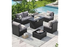 Aoxun Patio Furniture Set, Outdoor Patio Furniture Sets with 4in Thicken Cushion, Widen Armrests Wicker Outdoor Sectional for