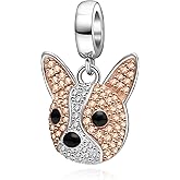 Rose Gold Dog Head Charms 925 Sterling Silver Dog Paw Print Animal Charm Fits Pandora Charms Bracelet