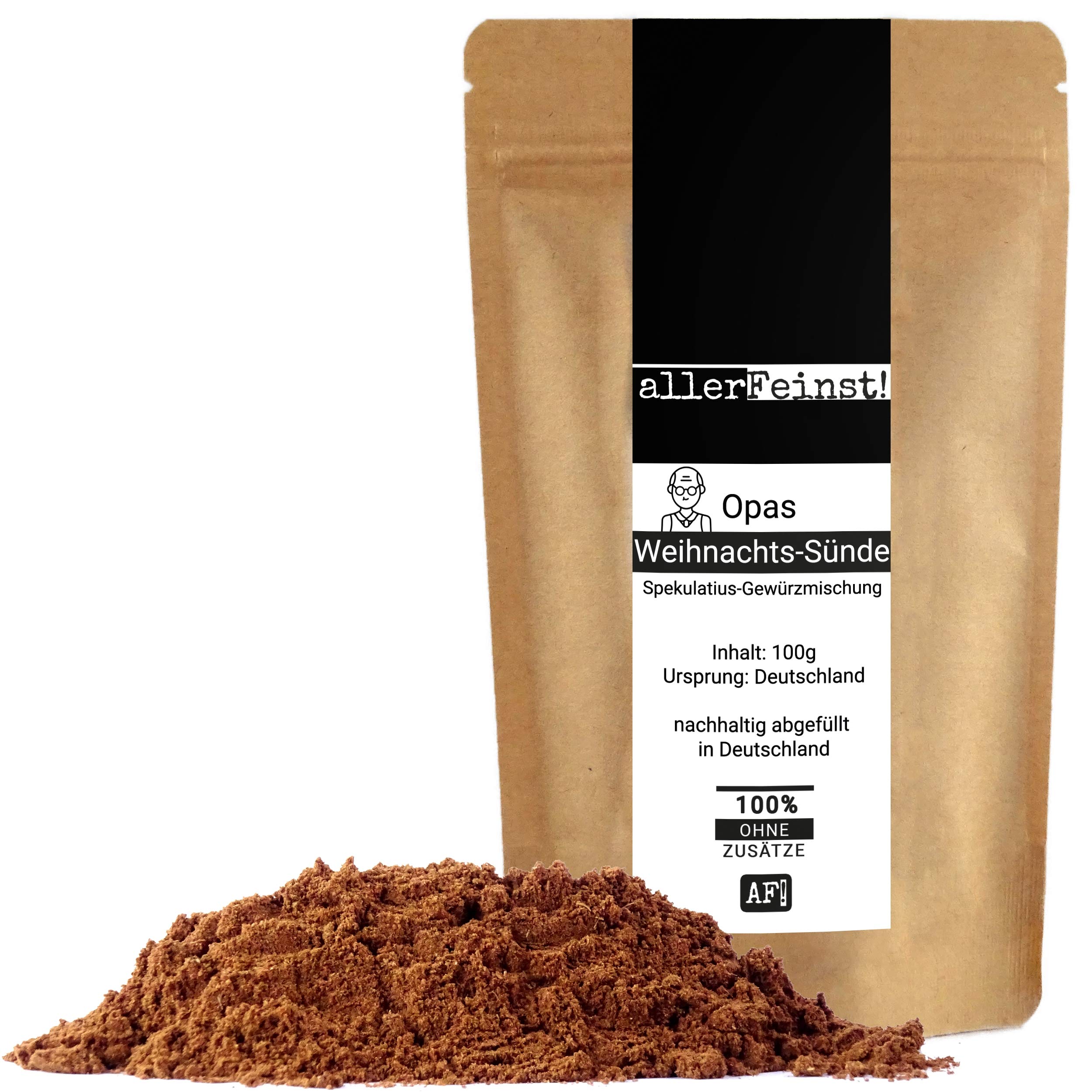 allerFeinst! - Opas Weihnachts-Sünde Spekulatiusgewürz – Spekulatiusgewürzmischung für Spekulatius, Plätzchen, Waffeln, Kekse, Saucen, 1er Pack (1 x 100g)