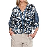 Velvet by Graham & Spencer Women's Dayana Printed Silk Cotton Voile Top