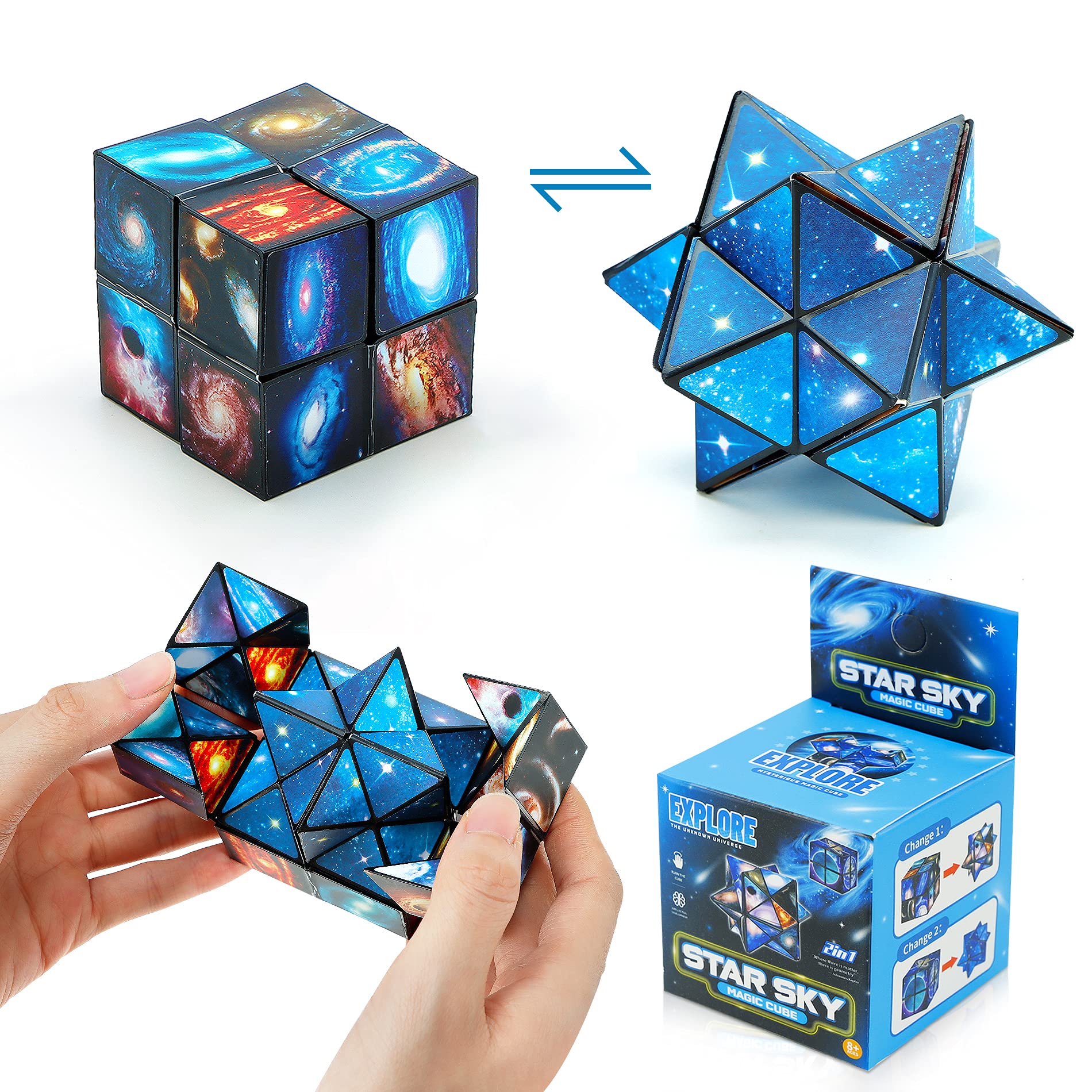 SHONCO Star Cube Set,2 in 1 Magic Star Cube, 3D Puzzle Cube,Speed Cube,Transforming Cubes Magic Puzzle Cubes for Kids and Adults