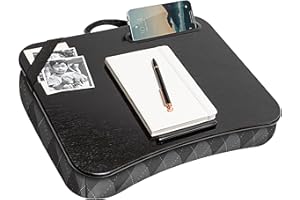 LapGear Designer Lap Desk with Phone Holder and Device Ledge - Gray Argyle - Fits up to 15.6 Inch Laptops - Style No. 45438