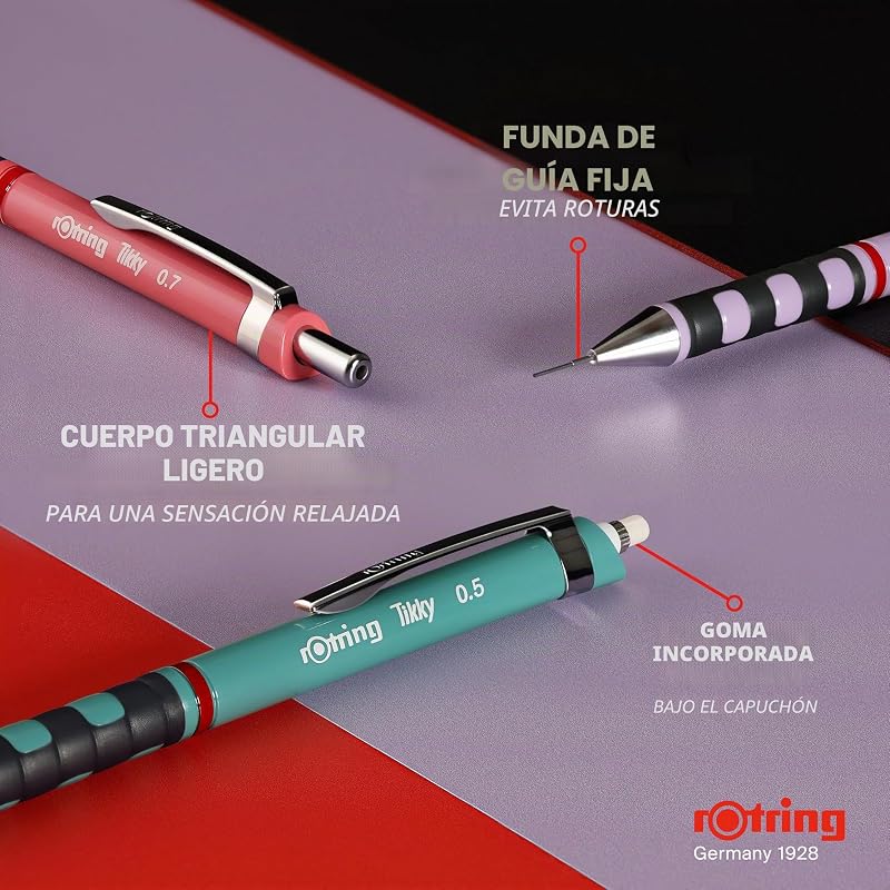 Tikky portaminas en tonos pastel | HB de 0,7 mm | Flor de orquídea | con agarres de goma cómodos | 12 unidades