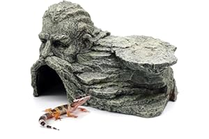 RELAQCC Reptile Rock Basking Platform, Gecko Hide Cave Hiding Place, Snake Cave and Hides for Reptiles, Amphibians, and Small Animals, Lizards
