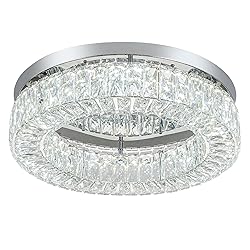 HOPGGIE 18 Inch Crystal Chandelier LED Ceiling