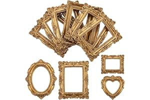 16-Pack Vintage Mini Picture Frames, Elegant Gold Finish Mini Frames for DIY Crafts, Home Decor & Office Display–Frames for D