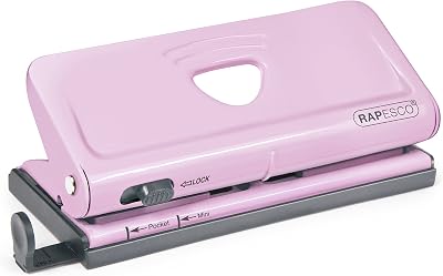 Rapesco 1322 Adjustable 6-Hole Punch Candy Pink 10 Sheet Capacity