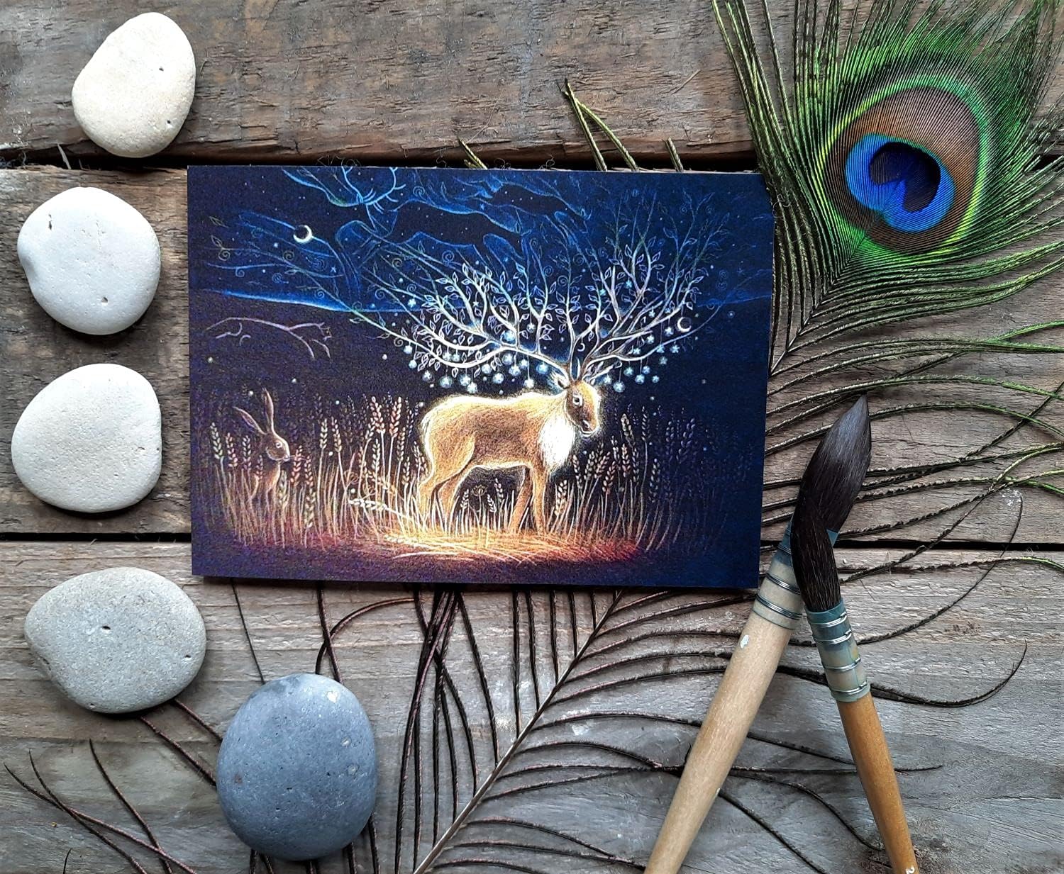 Hannah Willow The Deer's Dream UK made Pack of 5 Art Greetings Cards - Deers in the british countryside - Birthday Cards - Image 5