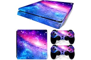 ASOKEX Ps4 Slim Stickers Full Body Vinyl Skin Decal Cover for PlayStation 4 Console Controllers (with 4pcs Led Lightbar Stickers) (Pink Starry Sky)