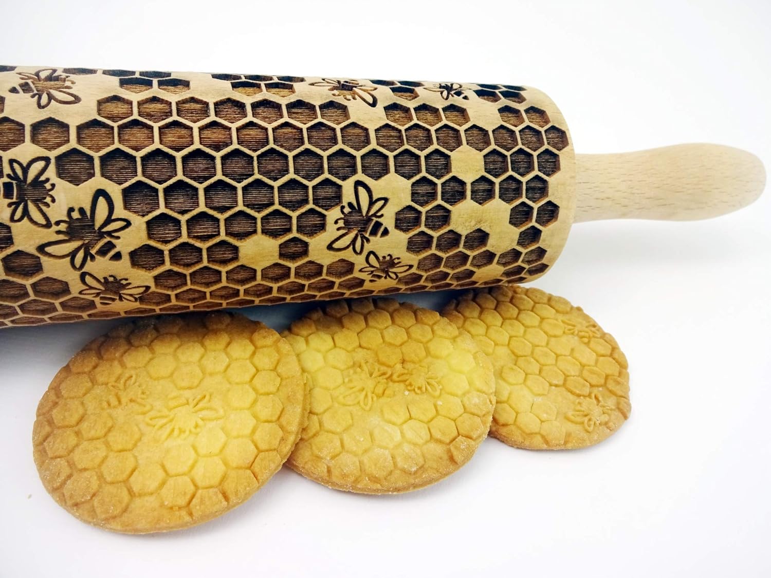 EMBOSSING ROLLING PIN LASER ENGRAVED ROLLING PIN WITH BEES