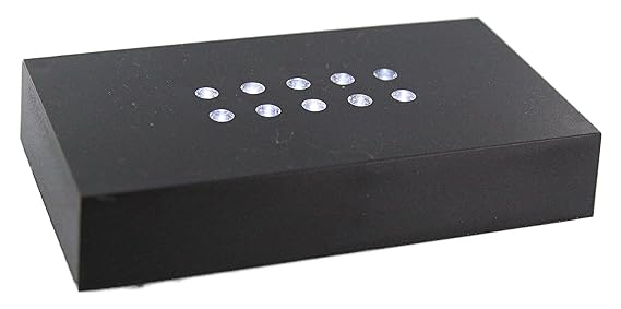 VIP-LASER LED LEUCHTSOCKEL | 10 weiße LED | Farbe Schwarz | Optimal um Ihren 2D und 3D Glaskristall oder Glasfoto in Szene zu