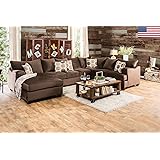 WESSINGTON Modern Classic Chocolate Color Sectional Sofa Set Premium Fabric Padded Cushion Couch Pillows Living Room Furniture