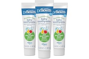 Dr. Brown's Fluoride-Free Baby Toothpaste, Infant & Toddler Oral Care, Apple Pear, 3-Pack, 1.4oz/40g, 0-3 years