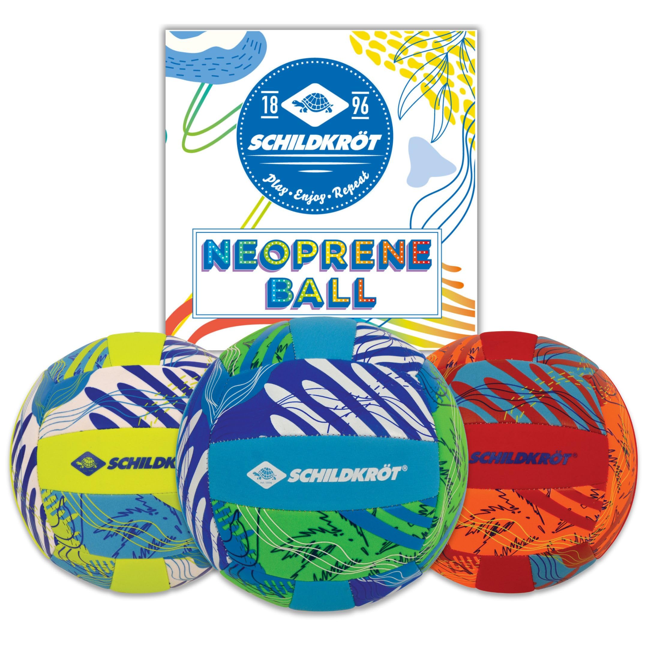 Schildkröt Neoprene Beach Volleyball, Size 5, Ø 21 cm, Assorted Colours, Non-Slip Textile Surface, Salt Water Resistant, 970341