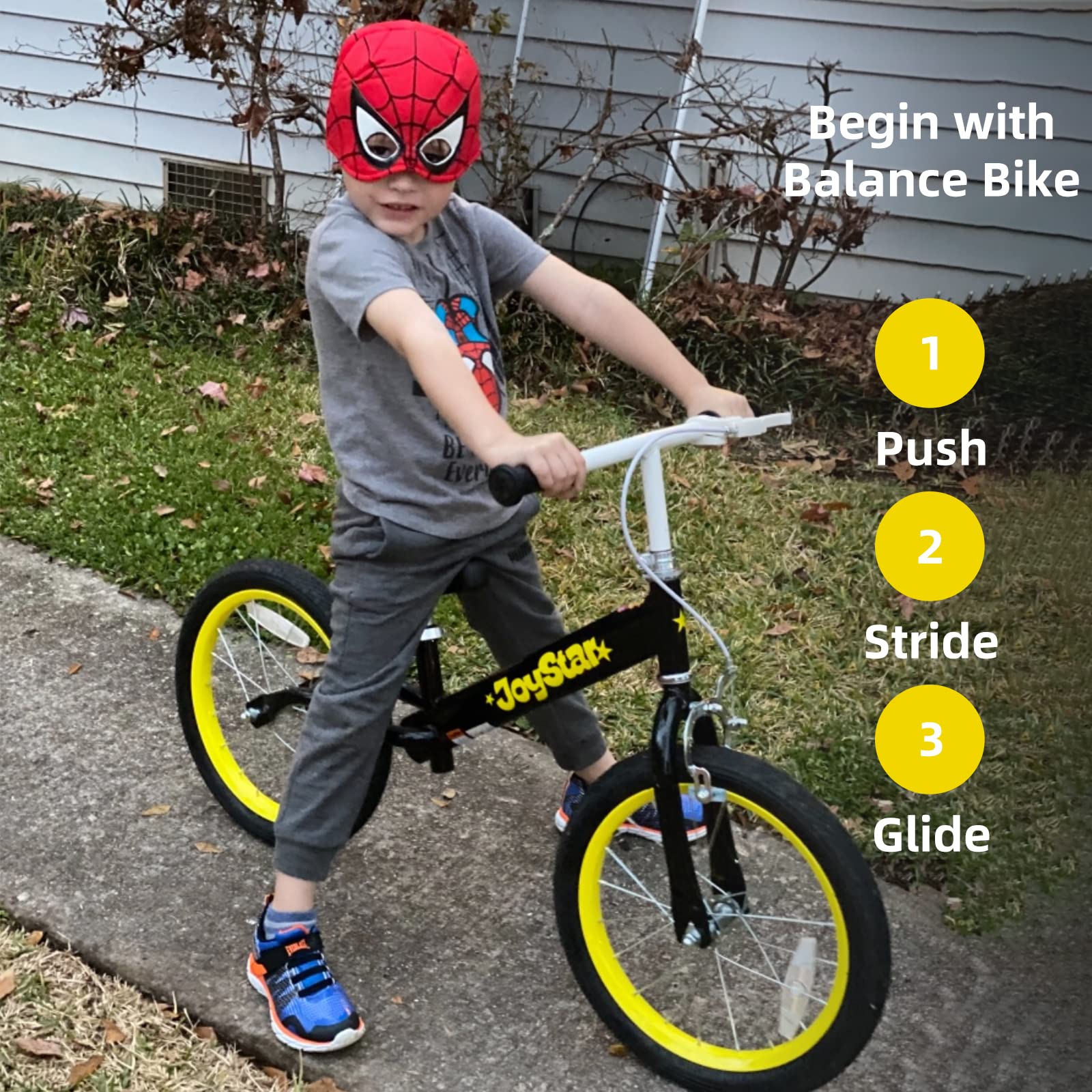 JOYSTAR 16 Inch Balance Bike for Big Kids 4 5 6 7 8 Years Old Boys Girls 16 in Large Balance Bikes with Adjustbale Seat No Pedal Training Bicycle Black