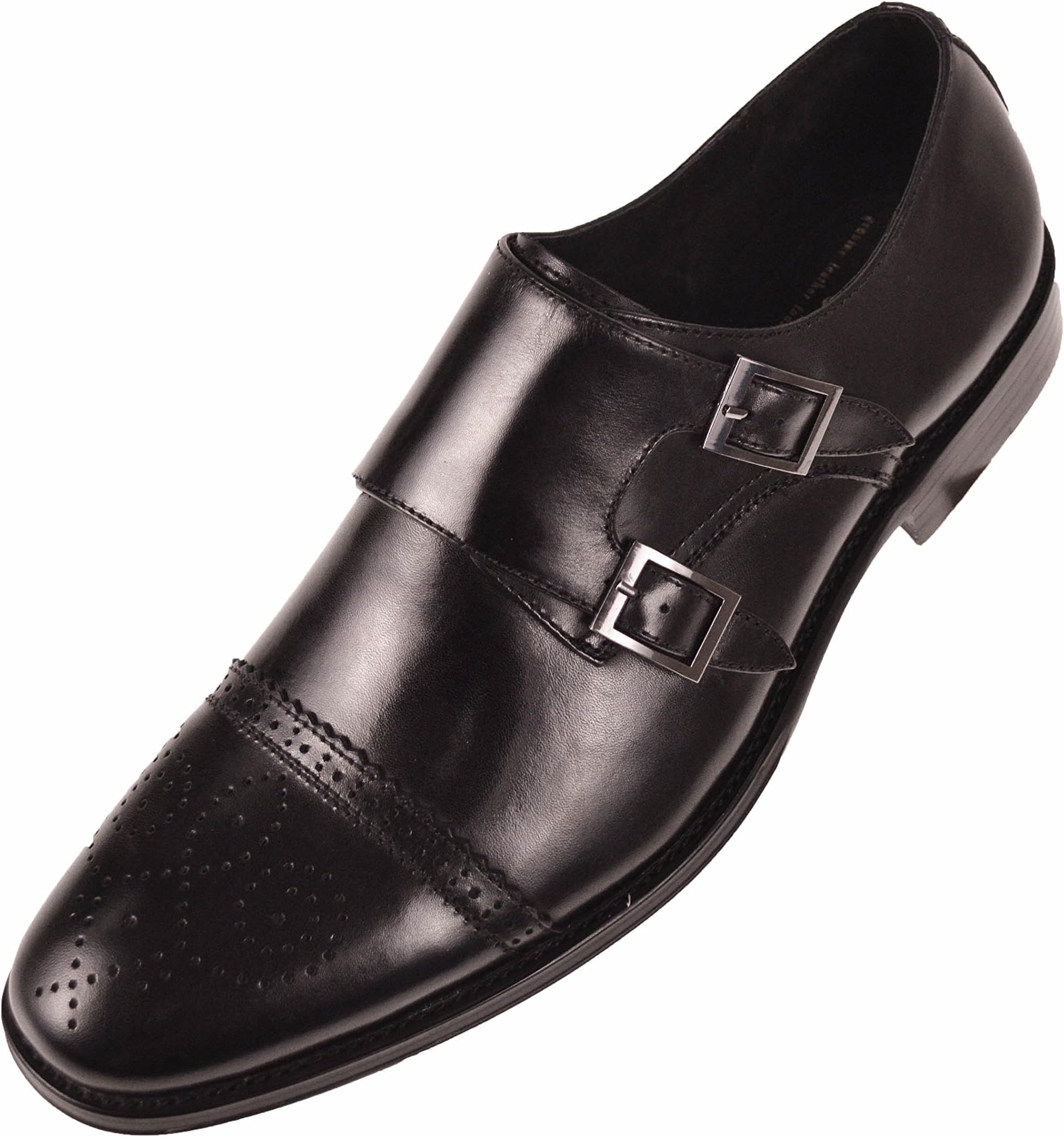 Asher Green Mens Genuine Leather Classic Double Monk Strap Dress Shoe with Cap Toe Style Stowe