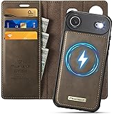 PlusnapX Wallet Case for iPhone Air Compatible with Magsafe, 2-in-1 PU Leather Flip RFID Blocking Card Holder Stand ShockAirof Magnetic Detachable Cover for iPhone 17 Air Case 6.5", Brown