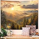 kampdream Landscape Tapestry, Scenery Art Wall Tapestries, Nature Wall Decor for Bedroom Living Room Backdrop Warm Sunset Mou