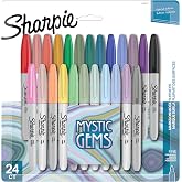 Sharpie Permanent Markers Fine Point Featuring Mystic Gem Color Markers Assorted 24 Count