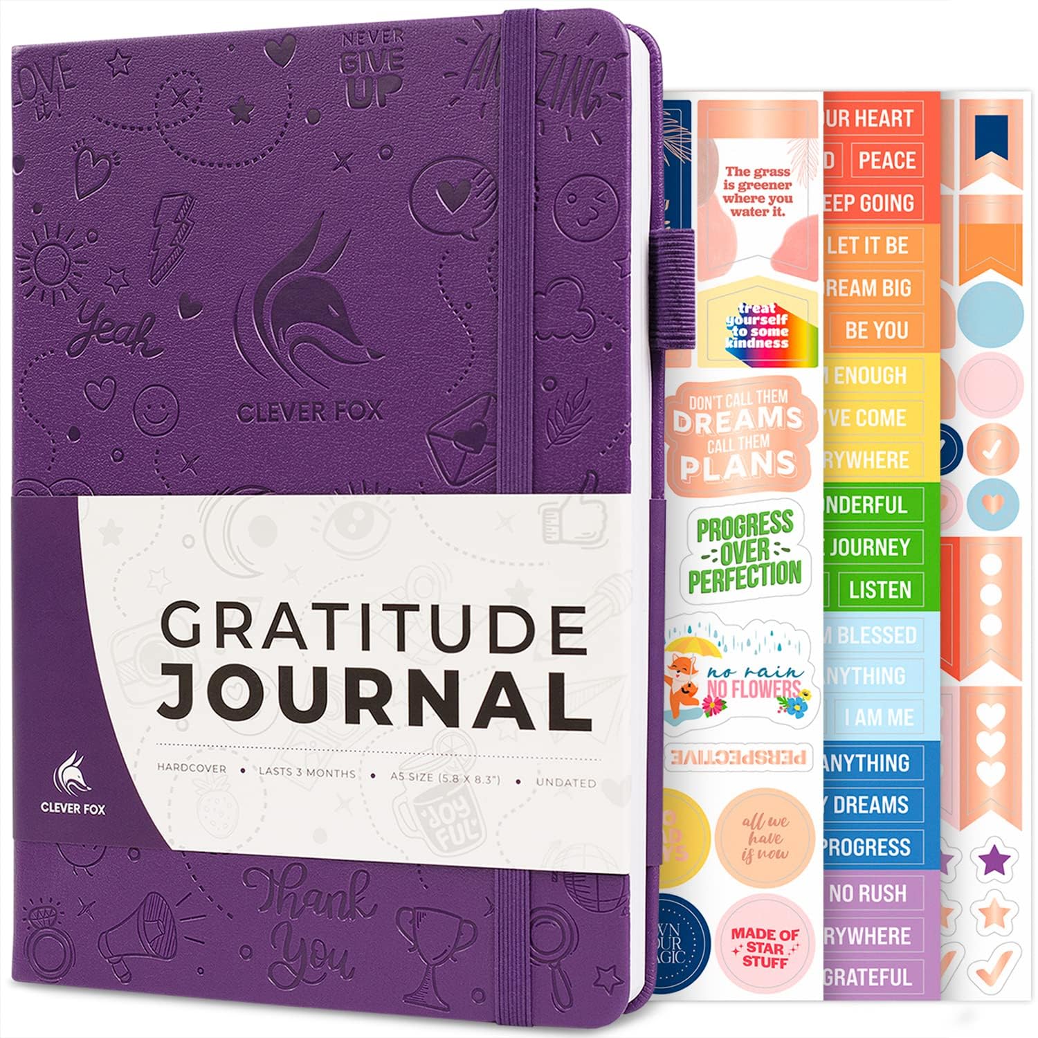 Clever Fox Gratitude Journal – Happiness, Positivity & Affirmation Daily Journal – Inspirational Daily Notebook – 3 Months, A5 (Purple) — image 1