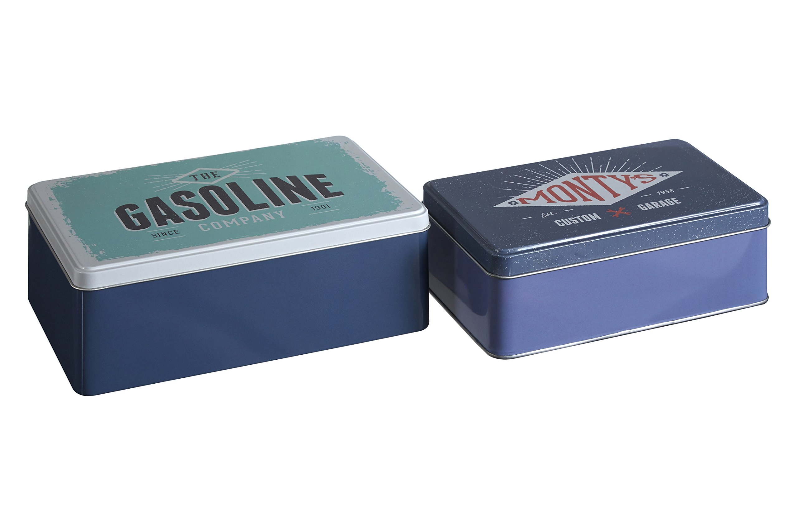 Premier Housewares 507317 Kitchen Storage Tin, Rectangular, Multi-Colour, Set of 2 - Hot Rod 13 x 20 x 7 cm