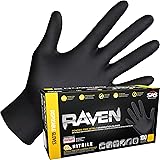 SAS Raven Powder Free Nitrile Disposable Gloves | 7 Mil - Lg | Latex Free, Chemical + Puncture Resistant, Textured Grip, Sing