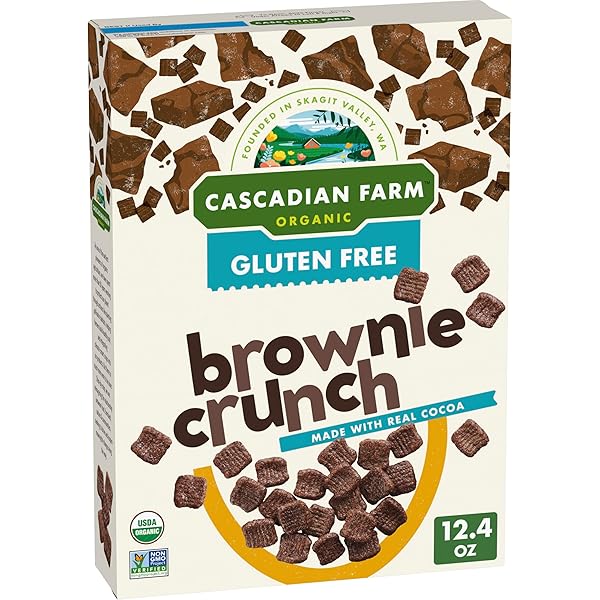 CASCADIAN FARM ORGANIC BROWNIE CRUNCH CEREAL, GLUTEN FREE, WHOLE GRAIN AND MADE WITH REAL COCOA, 12.4 OZ