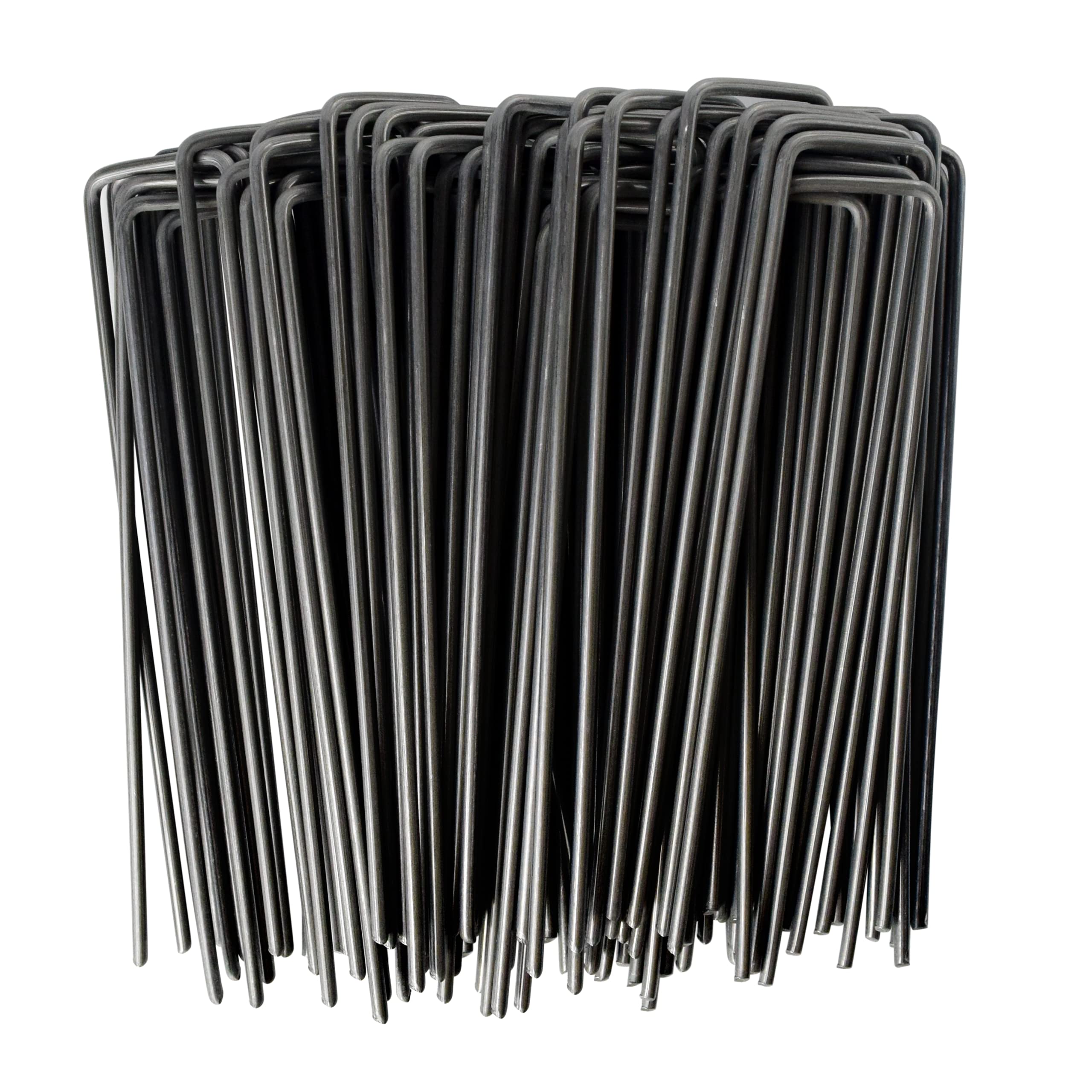 MySit 100-Pack Garden Pegs Staples, 6" Garden Securing Ground Pegs, 11 Ga (3.0mm) Heavy Duty Pegs U Shaped Stakes Pins for Landscape Membrane Weed Fabric Soaker Hose